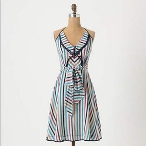 3/$25 Anthropologie Girls From Savoy Striped Silk Dress